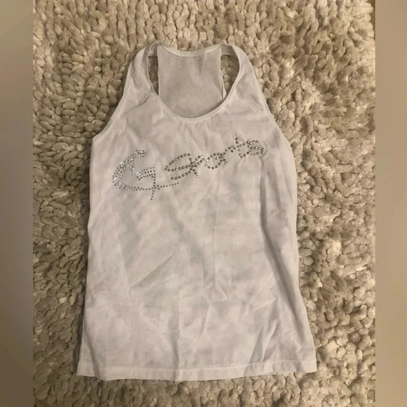 Free with purchase 2 Vintage G-Sports Sheer White Bling Tank Top Size Small - Picture 6 of 6